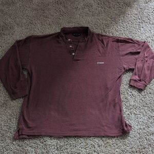 Vintage Guess Men's Burgundy Casual Shirt